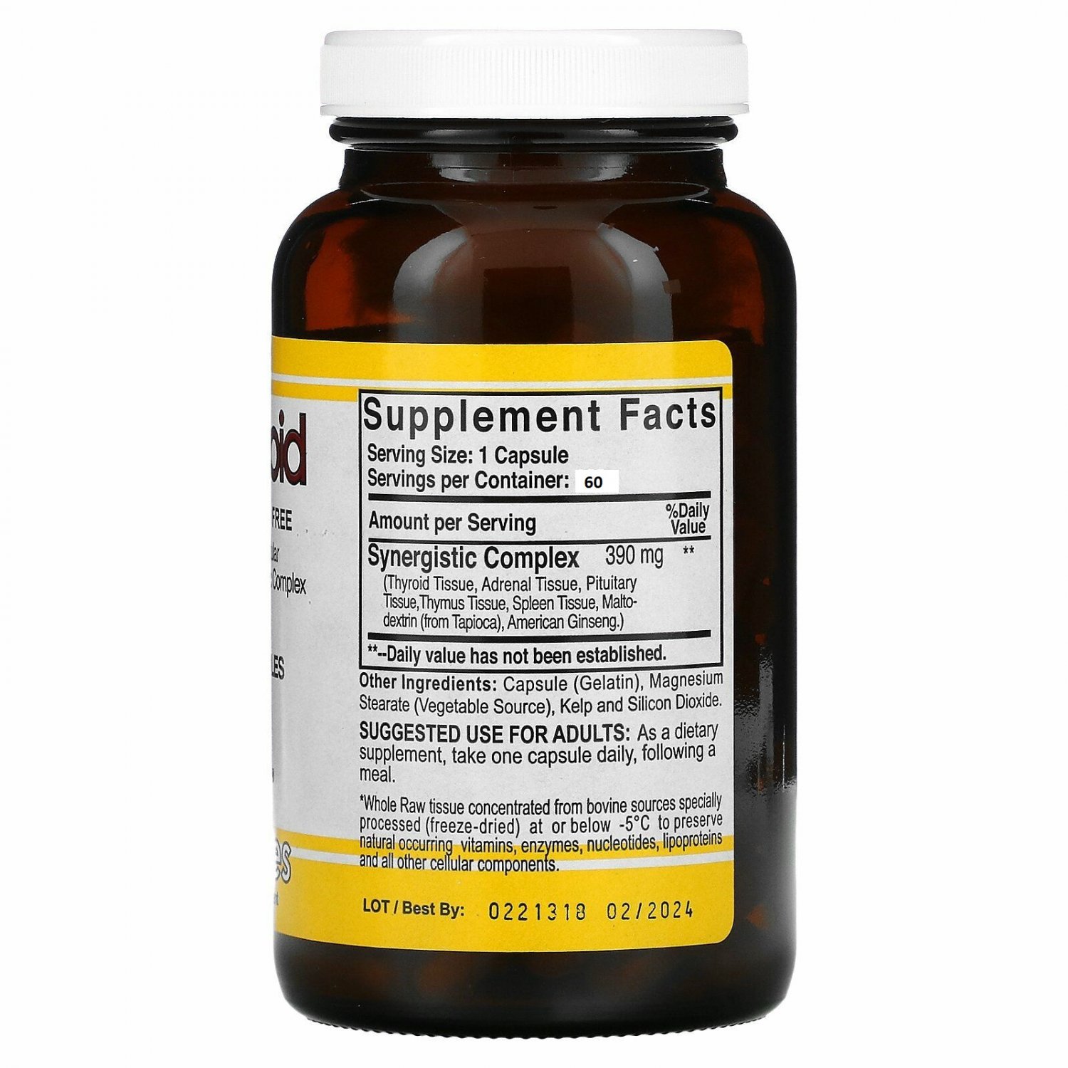 Natural Sources Raw Thyroid Glandular Concentrate with Synergistic Complex (60 Capsules)