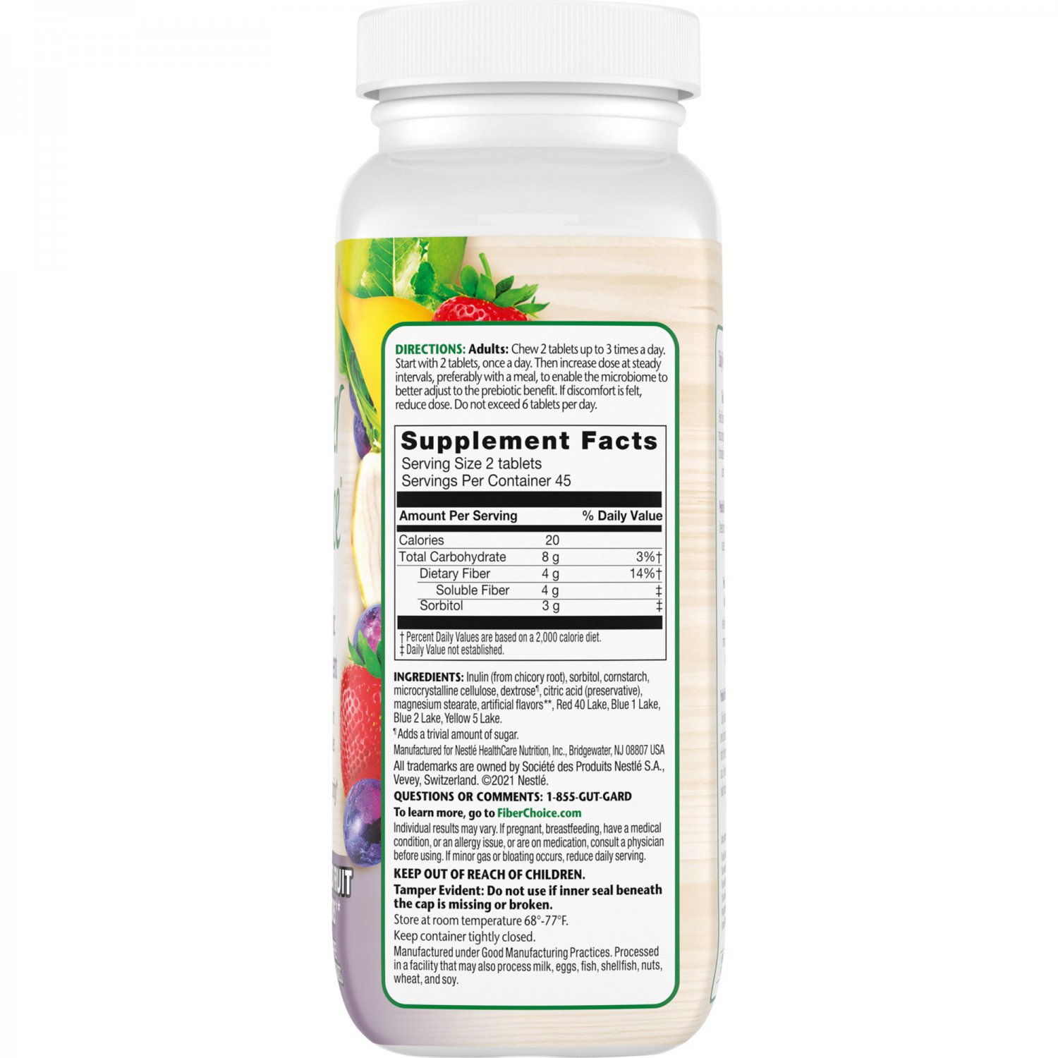 Fiber Choice Daily Prebiotic Fiber Supplement, Assorted Fruit, 90