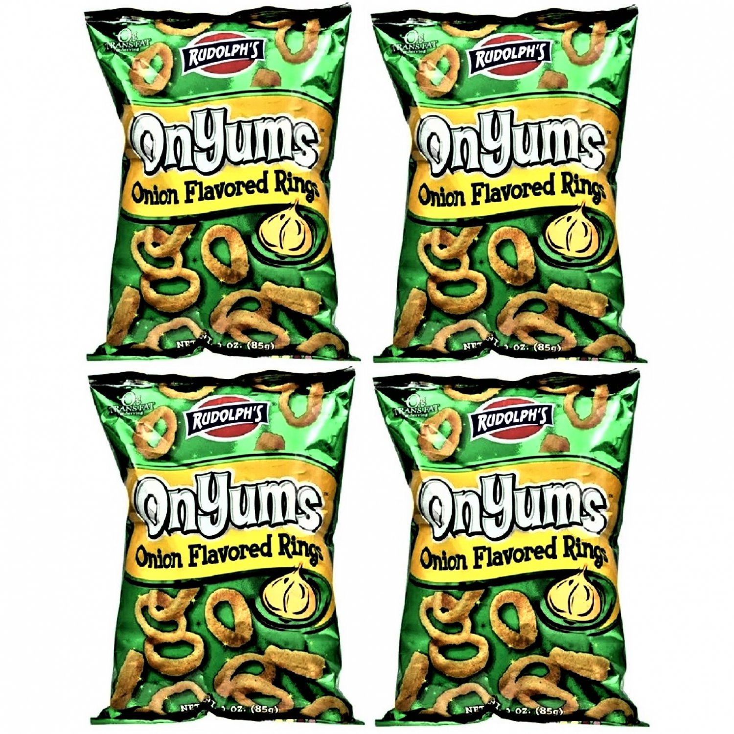 Rudolph's OnYums OnionFlavored Ring Chips, 3 oz (Pack of 4 Bags)
