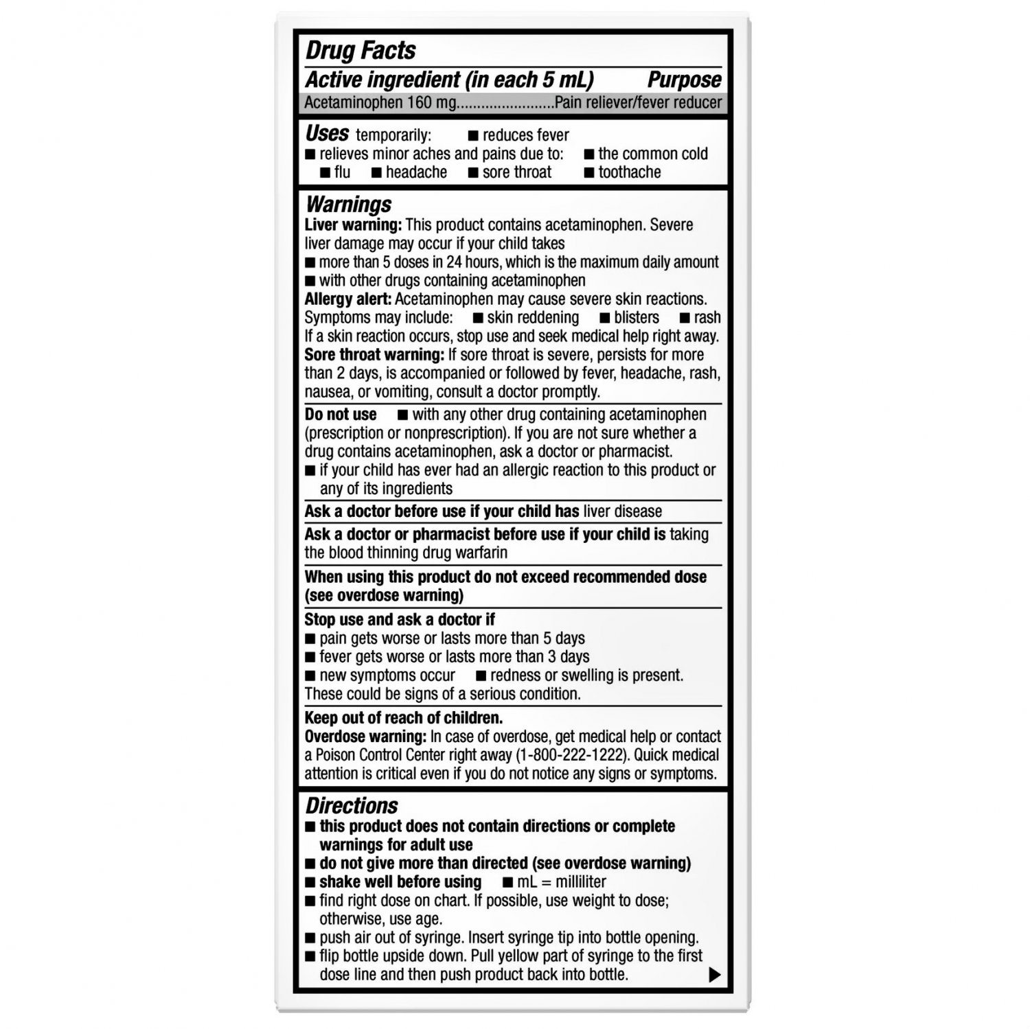 Parent's Choice Infants' Pain and Fever, Acetaminophen 160 mg, Grape, 2 Oz.