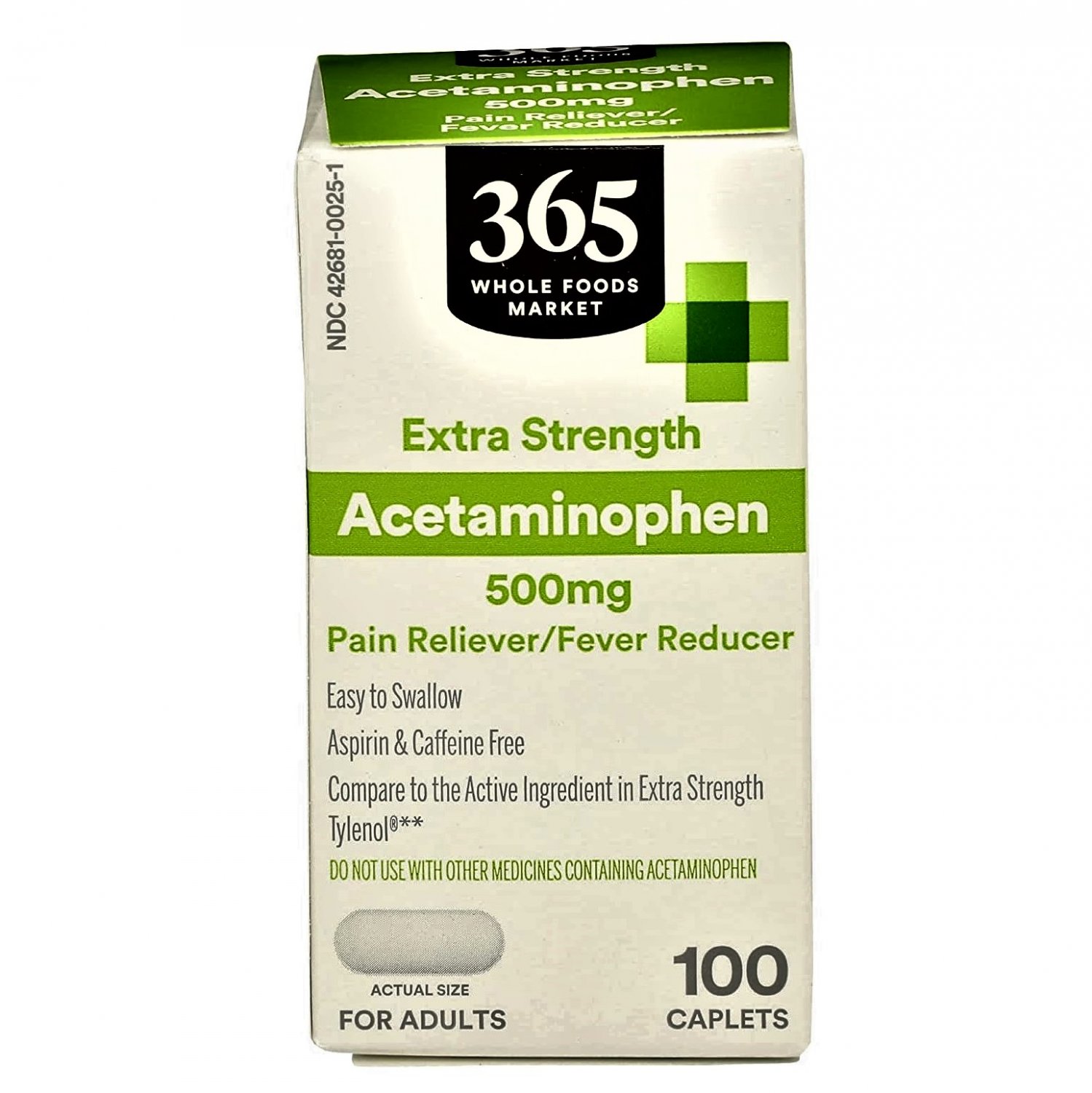 365 by Whole Foods Market, Acetaminofen Extra Strength 500 mg, 100 Caplets