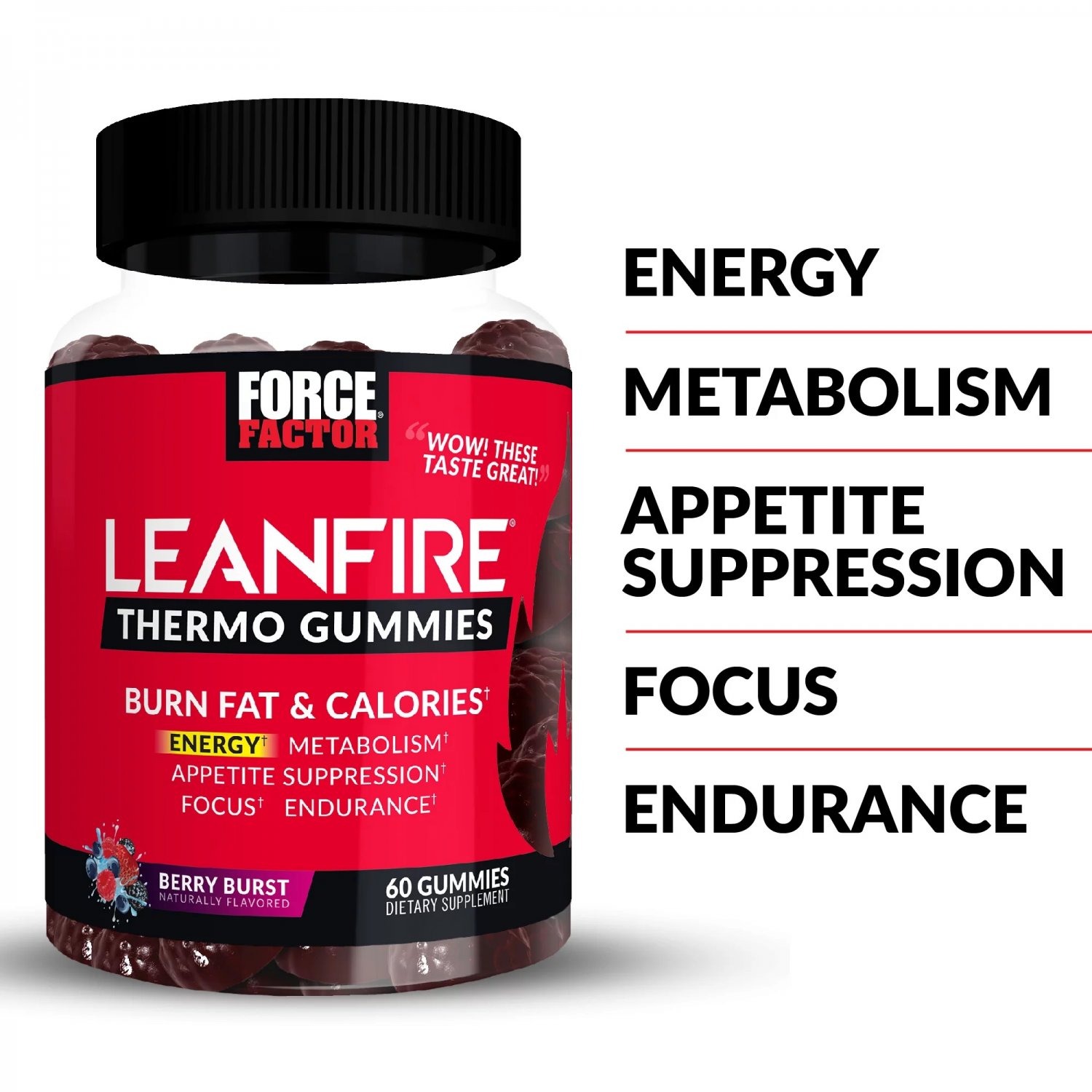 Force Factor, Leanfire Thermo Fat Burner Gummies, Berry Blast, 60 Gummies