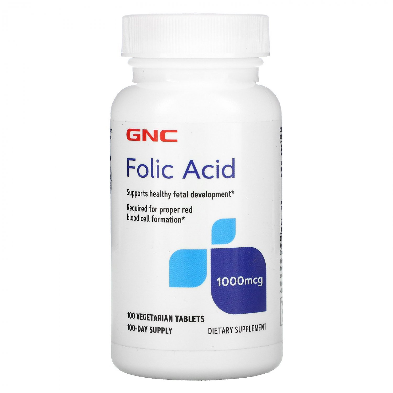 GNC Folic Acid 1000 MCG - 100 Vegetarian Tablets