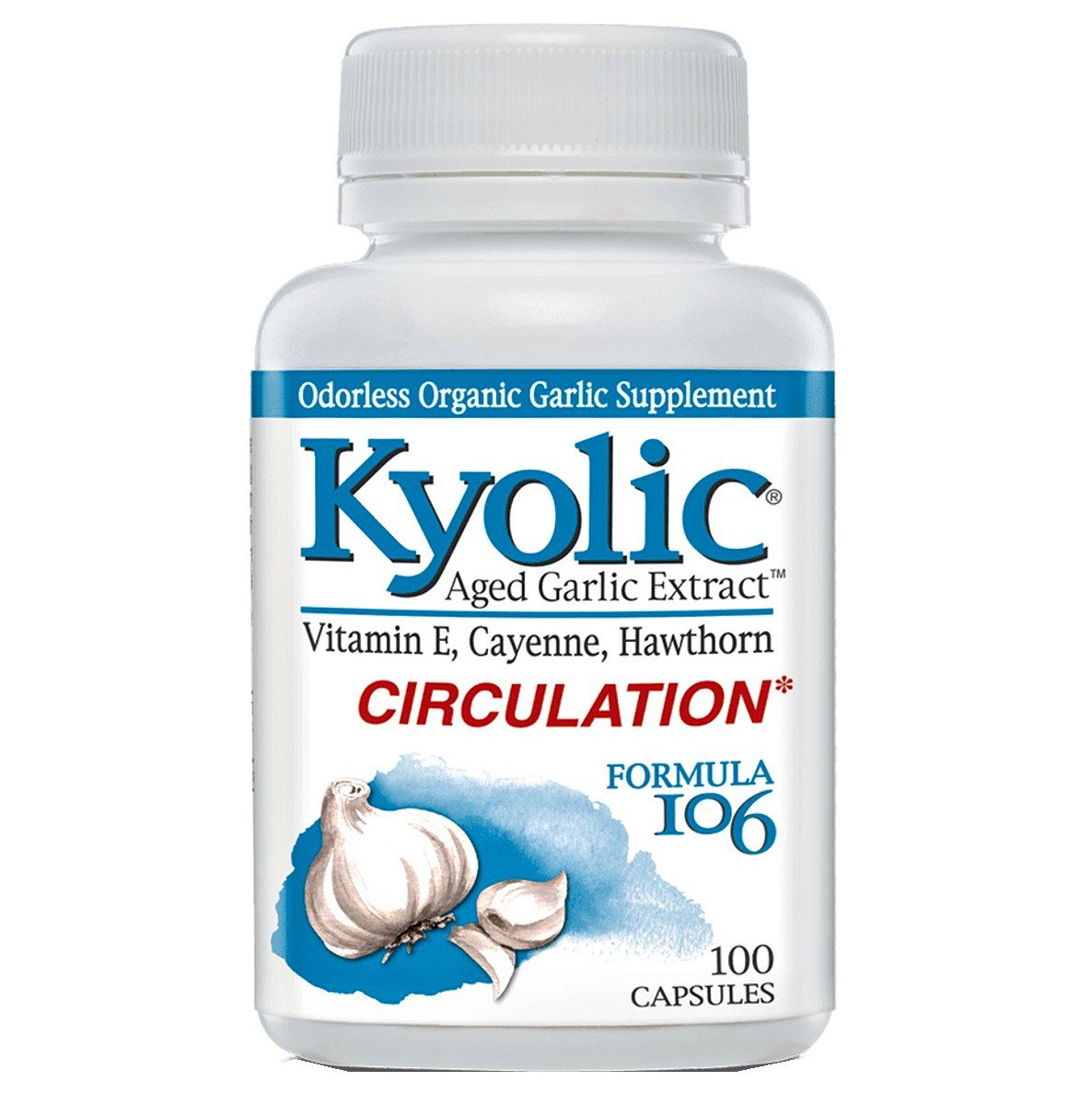 Kyolic Aged Garlic Extract, Circulation, Formula 106, 100 Capsules