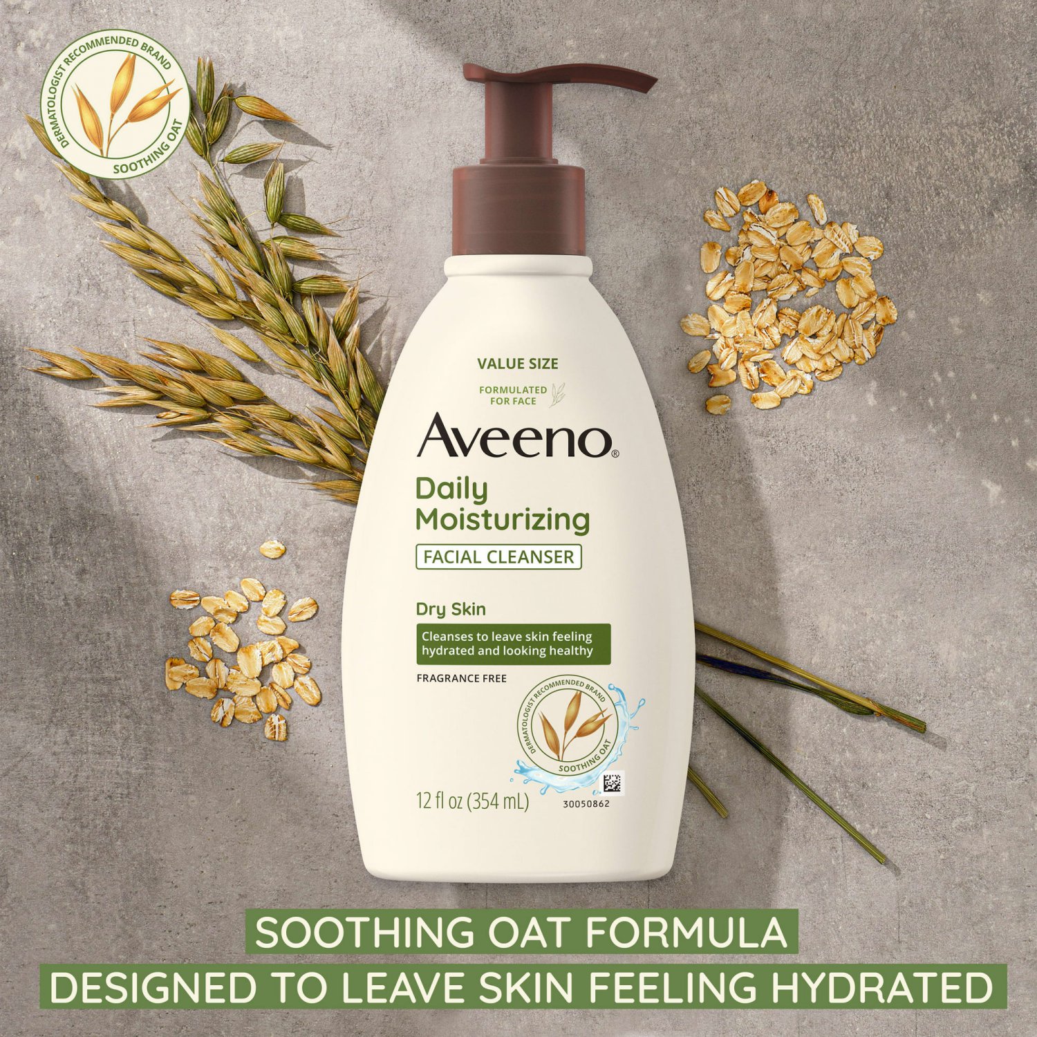 Aveeno Daily Moisturizing Facial Cleanser, Soothing Oat, 12 oz