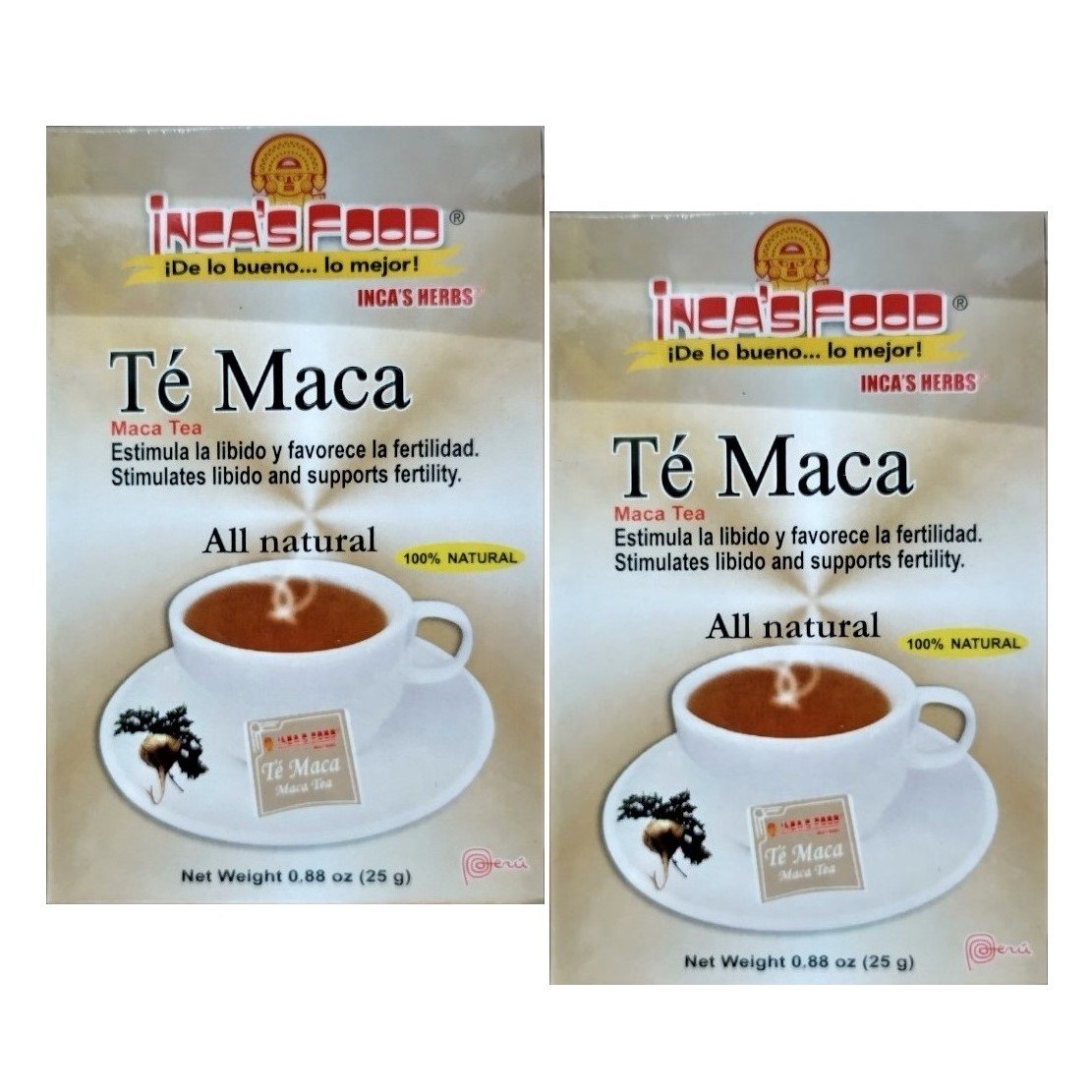 Inca's Food Peruvian Herbal Maca Tea, 25 Tea Bags (Pack of 2)