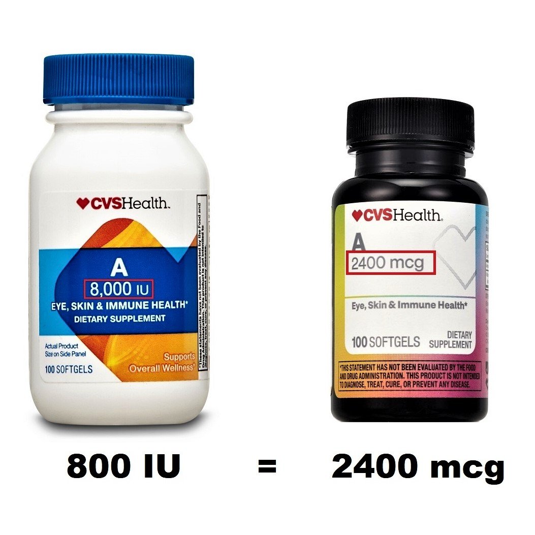 CVS Health Vitamin A Softgels 8000 IU (2400 mcg) 100 Softgels