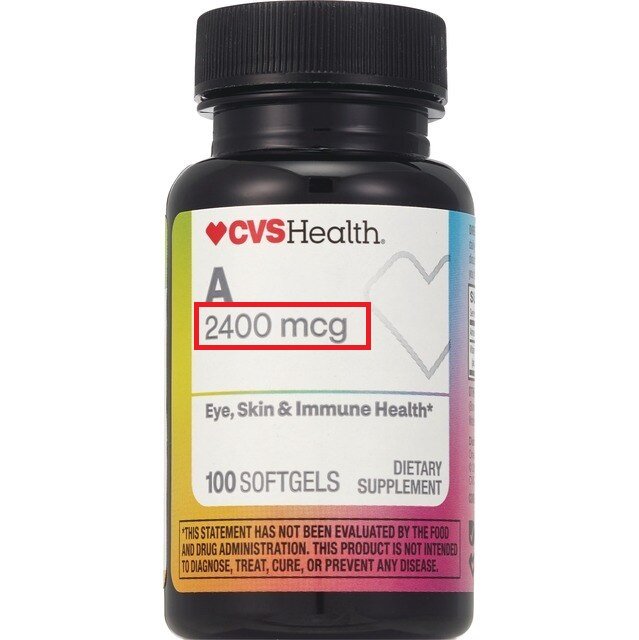 CVS Health Vitamin A Softgels 8000 IU (2400 mcg) 100 Softgels