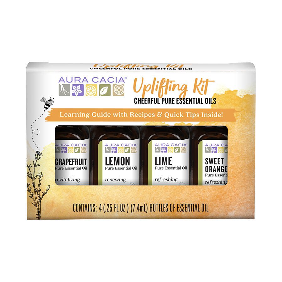 Aura Cacia, Uplifting Kit, Essential Oils, 4 Bottles, 0.25 oz Each