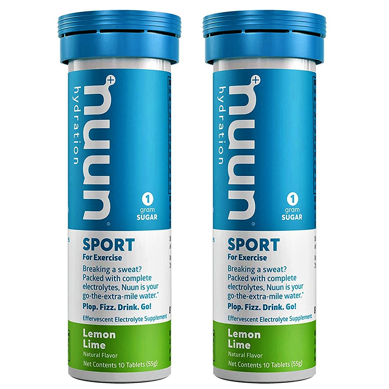 Nuun, Hydration, Sport, Effervescent Electrolyte Supplement, Lemon Lime, 10 Tablets (Pack of 2)