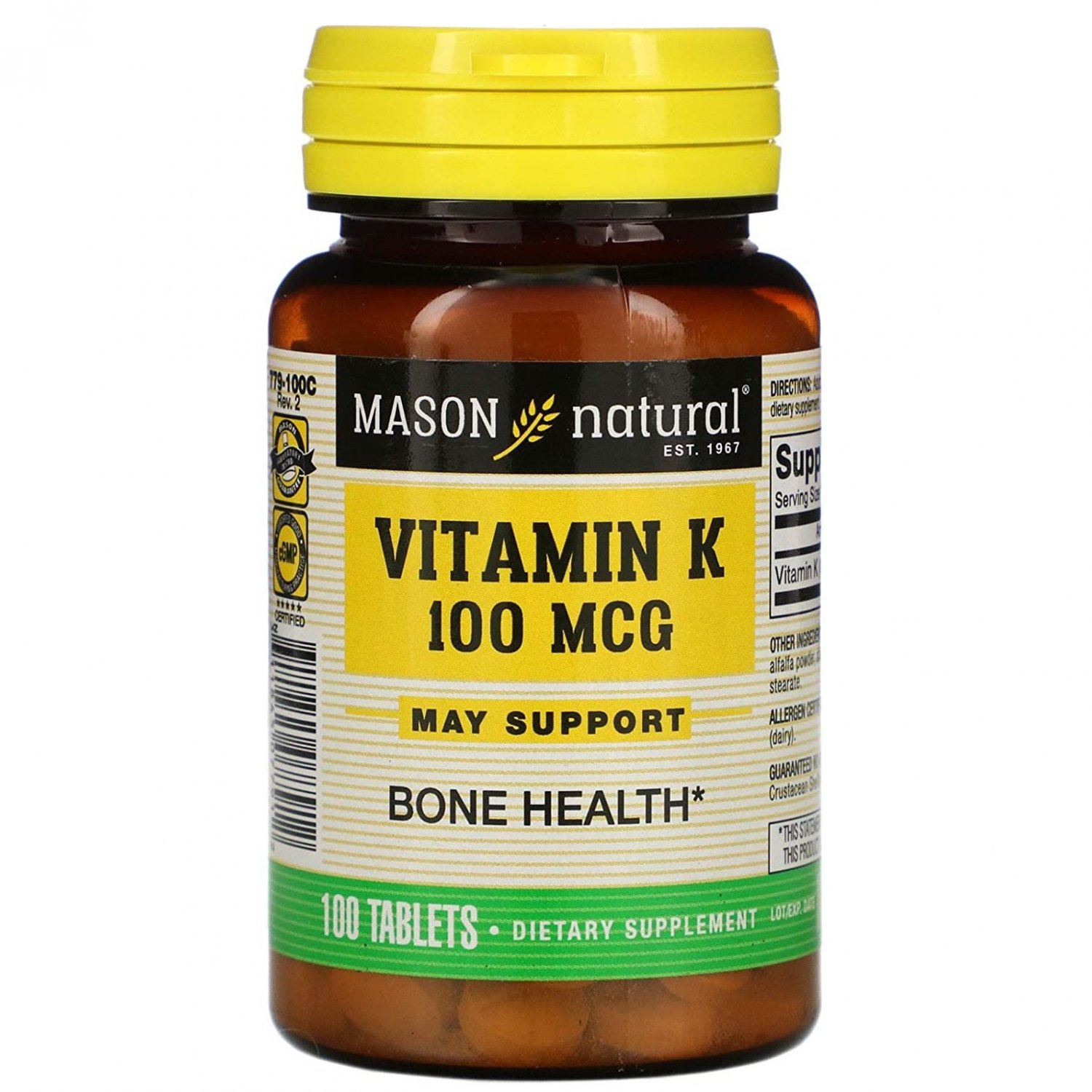 Mason Natural, Vitamin K, 100 mcg, 100 Tablets