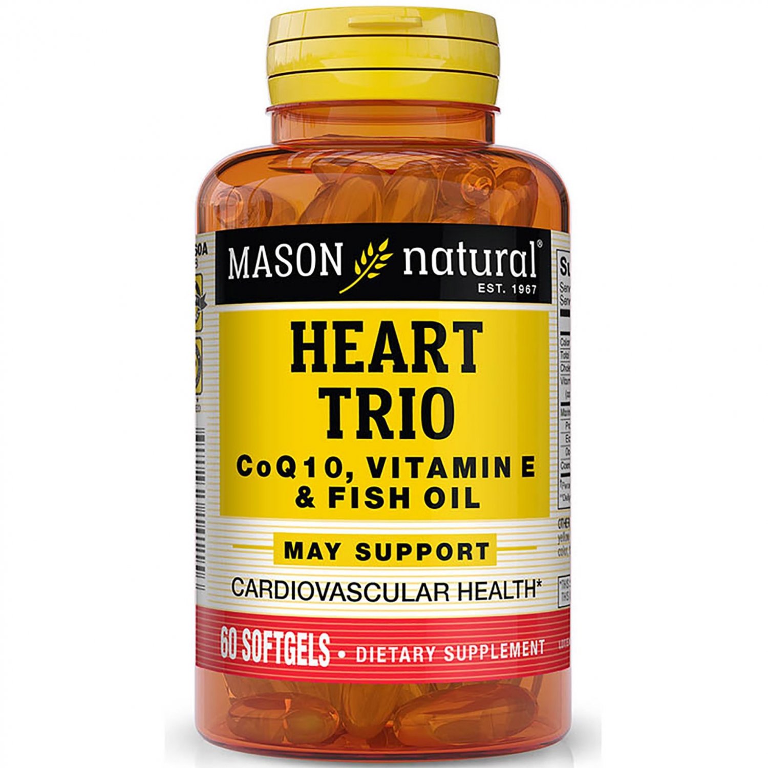 Mason Natural Heart Trio: Co Q10, Vitamin E & Fish Oil, 60 Softgels