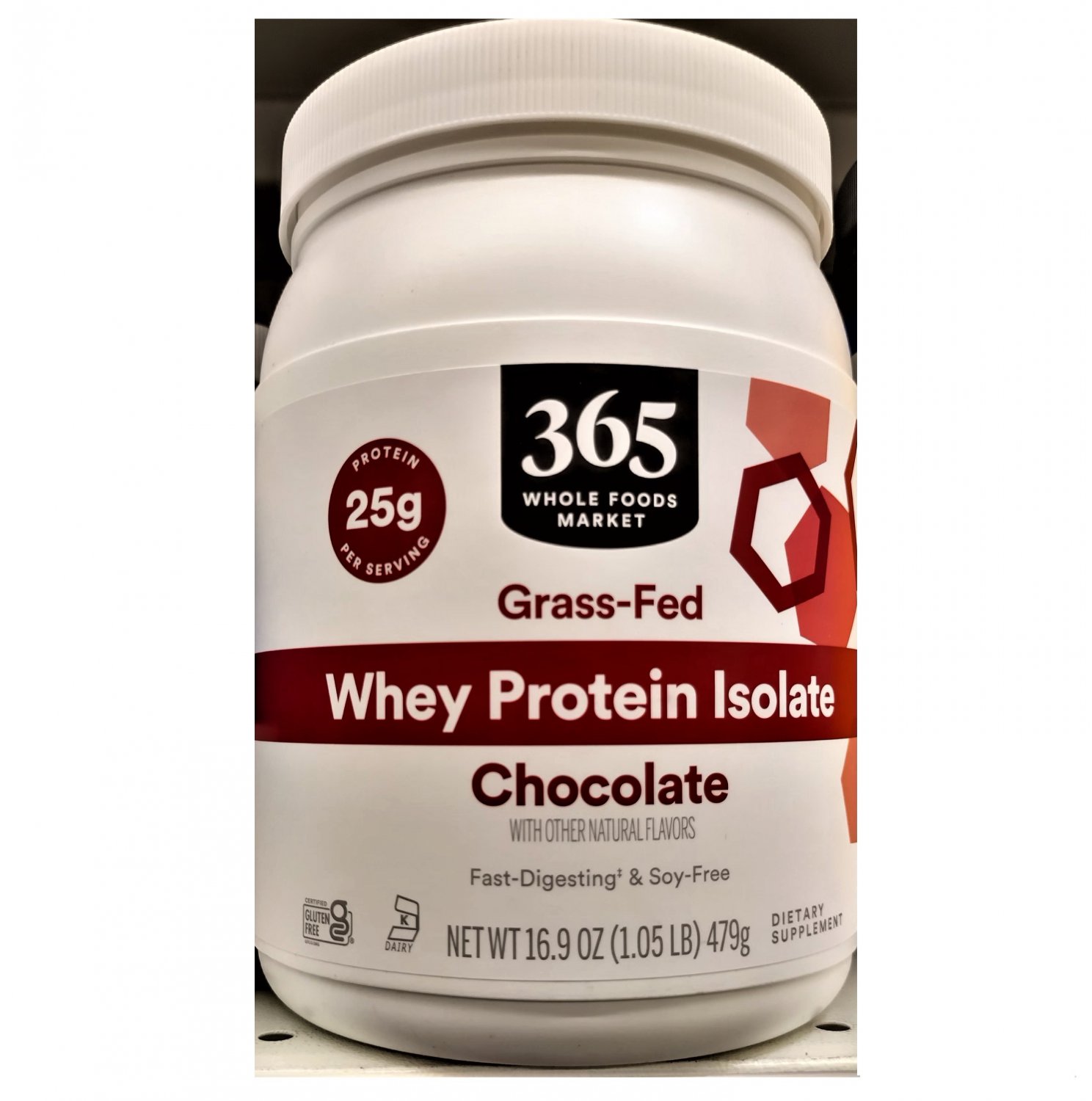 365 Whole Foods Market Grass Fed Whey Isolate Protein, Chocolate 16.9 oz