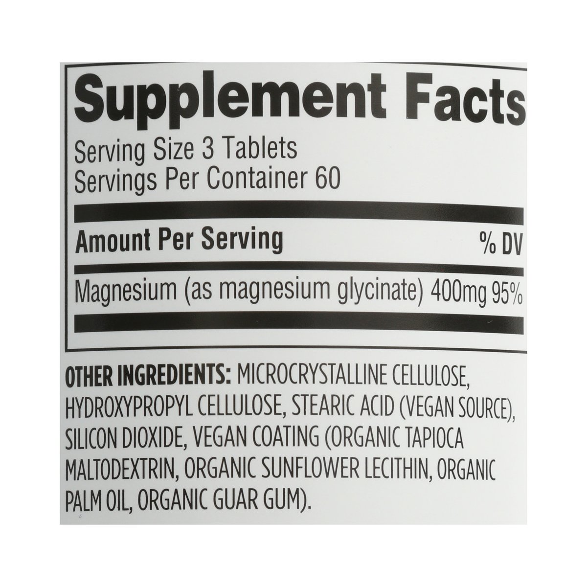 365 by Whole Foods Market Magnesium Glycinate 400mg, 180 Vegan Tablets