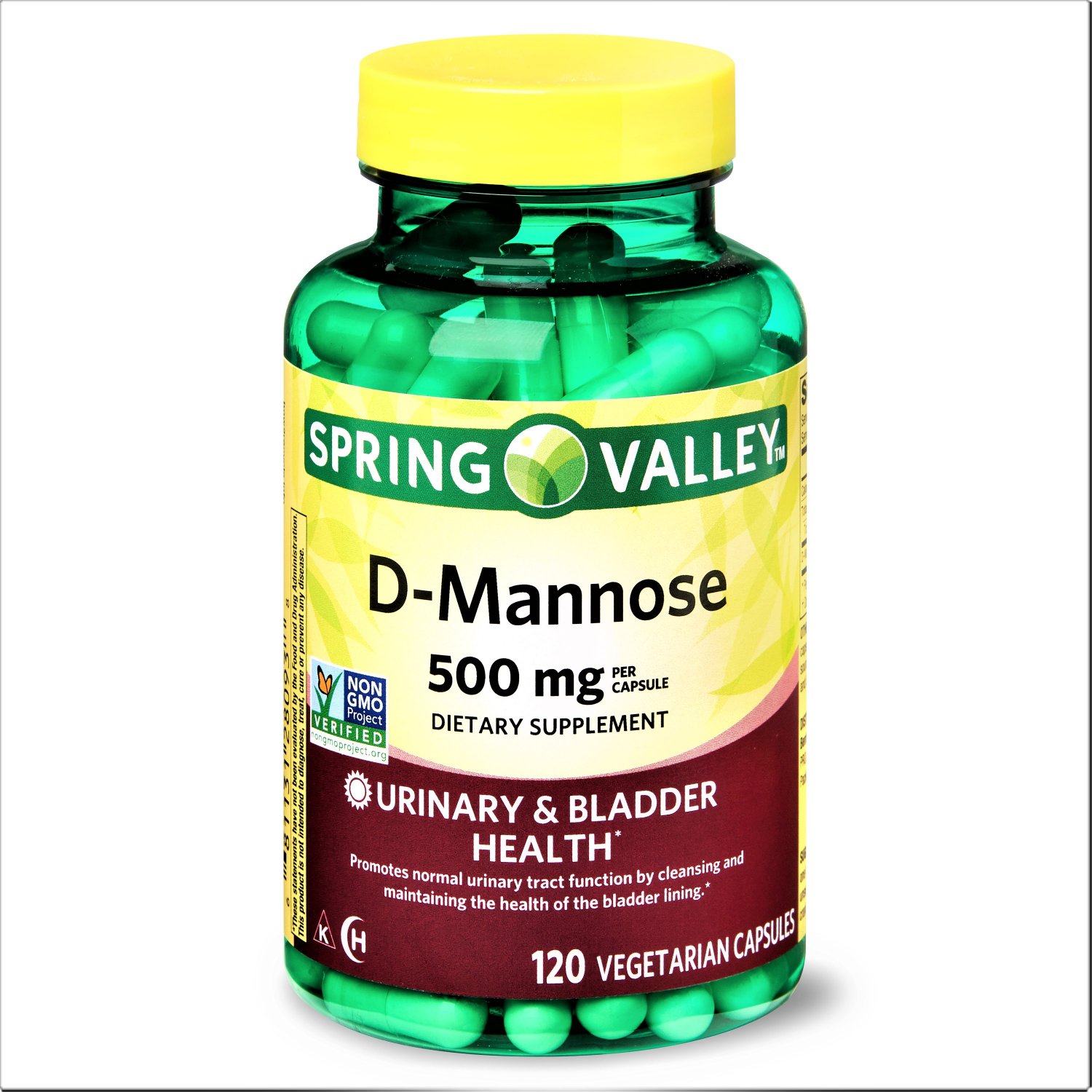 Spring Valley D-Mannose Urinary & Bladder Health- 500mg 120 Vegetarian Capsules