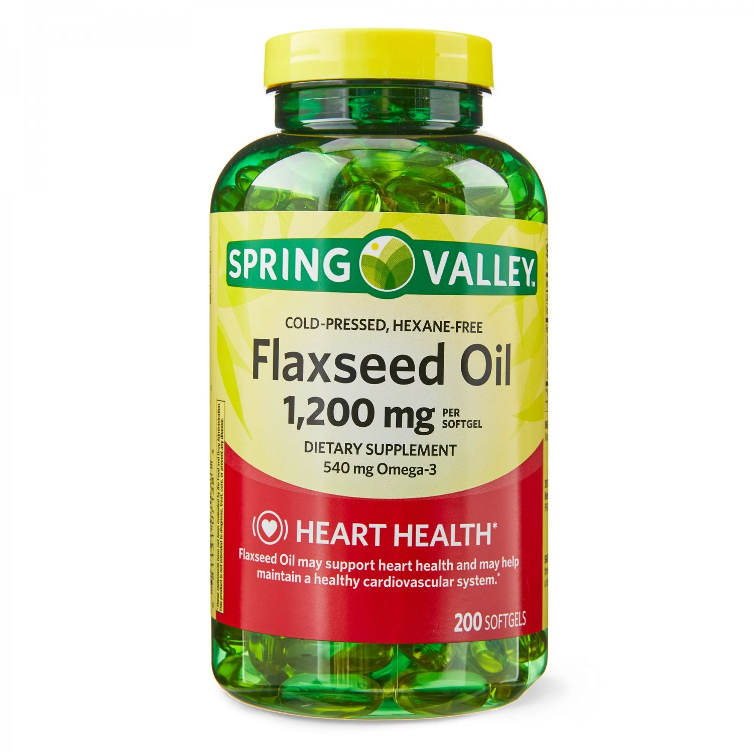 Spring Valley Flaxseed Oil Heart health, 1000 mg Dietary Supplement 200 Softgels