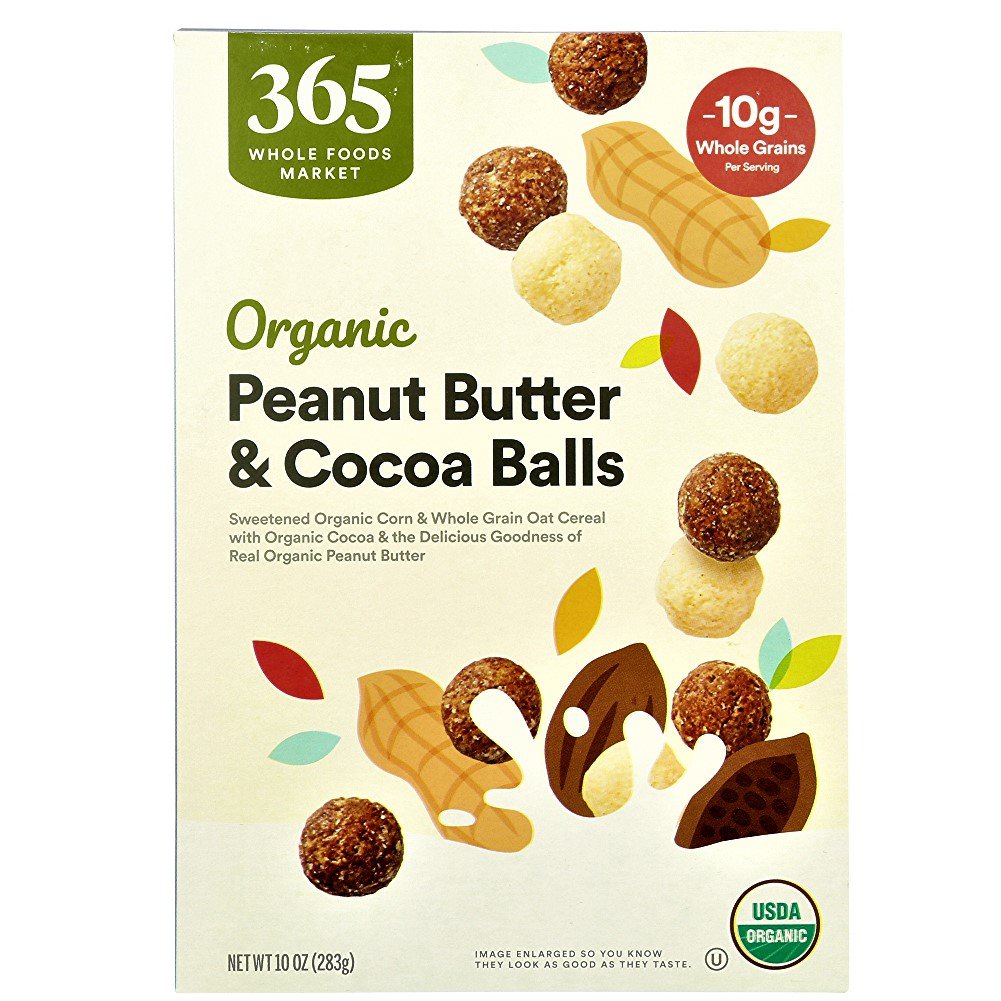 365 by Whole Foods Market Cereal Organic Peanut Butter & Cocoa Balls, 10 oz (Pack of 2)