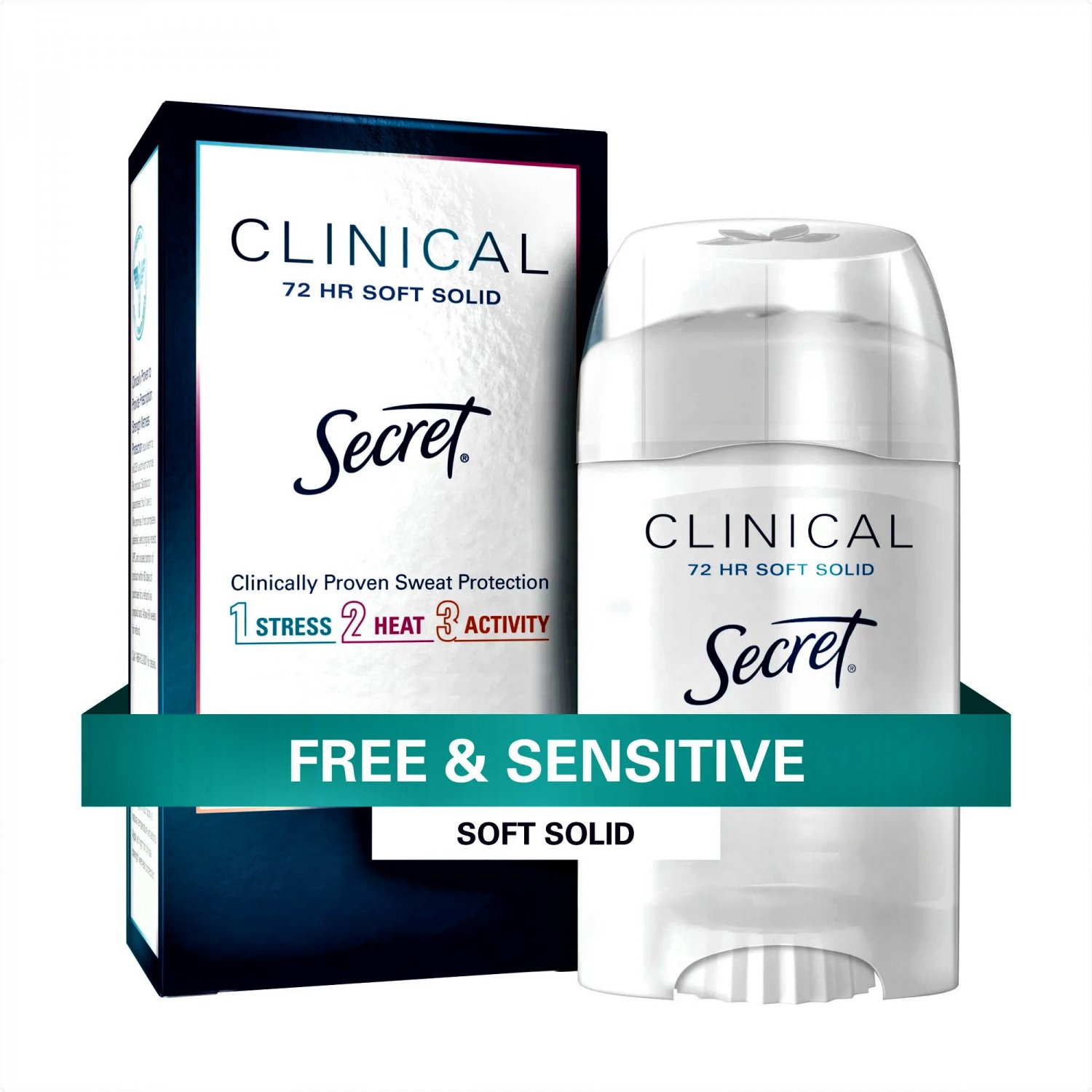 Secret Clinical Strength Antiperspirant/Deodorant, Free & Sensitive, 1.6 Oz (Pack of 2)
