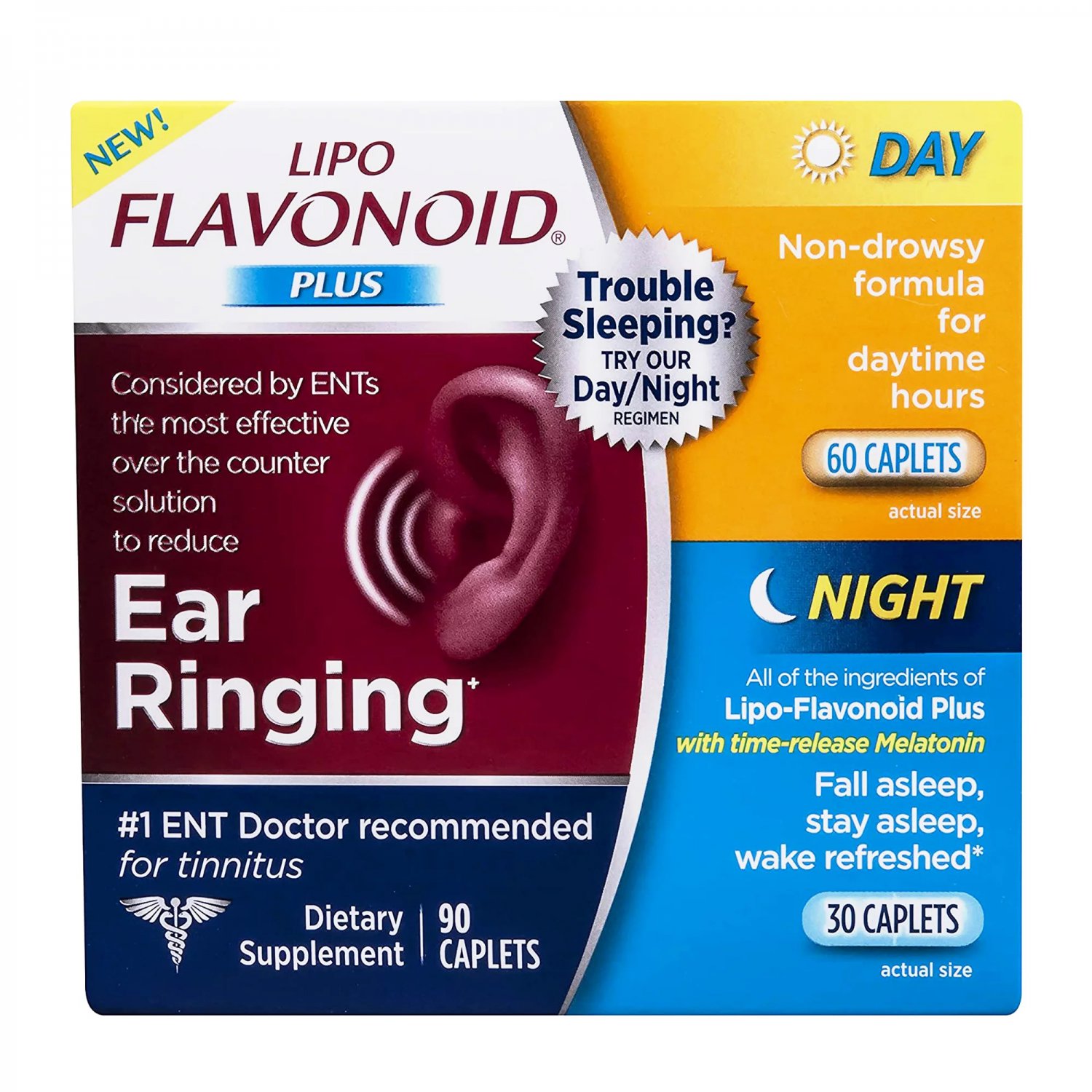 Lipo-Flavonoid Plus, Day / Night Kit Tinnitus Relief, 90 Caplets