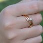 Exclusive Ring Split Shank Gold Plated White Gemstone, Size 9