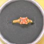 Huche Band Ring Gold Plated Square Simulated Amber Gemstone Size 8