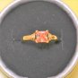 Huche Band Ring Gold Plated Square Simulated Amber Gemstone Size 7