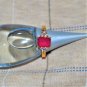 Single Ring Gold Plated Rectangular Simulated Ruby Gemstone Size 9