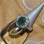 Crystal Verde Simulated Gemstone Enriched with White Crystals in Silver Plated Ring Size 9