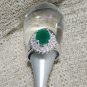 Crystal Verde Simulated Gemstone Enriched with White Crystals in Silver Plated Ring Size 9