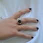 Good Fortune Black Onyx in White Stone Mantles, Silver Plated Ring Size 7.5