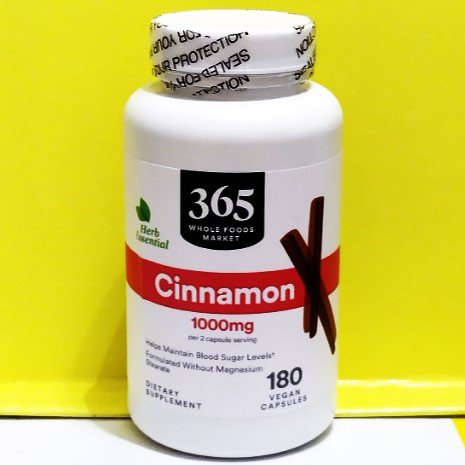 365 by Whole Foods Supplements, Cinnamon 1000 mg, 180 Vegan Capsules