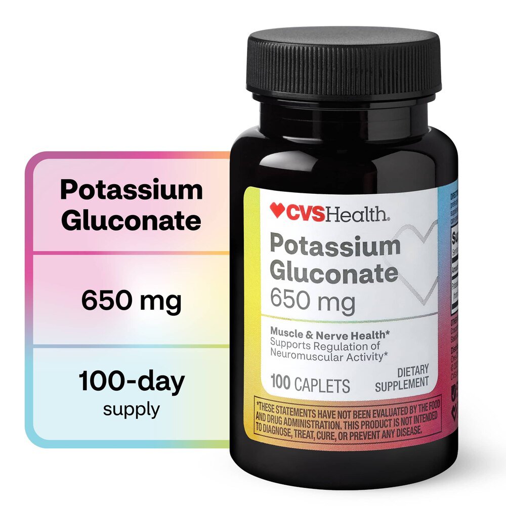 CVS Potassium Gluconate 650mg Muscle & Nerve Health 100 Caplets
