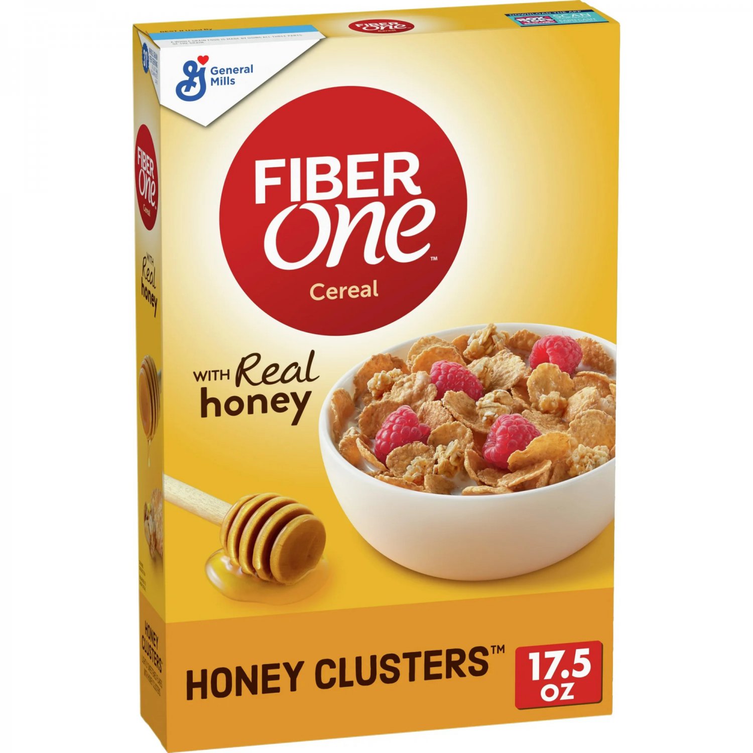 Fiber One Cereal, High Fiber Cereal, Honey Cluster, 17.5 Oz (Pack of 2)