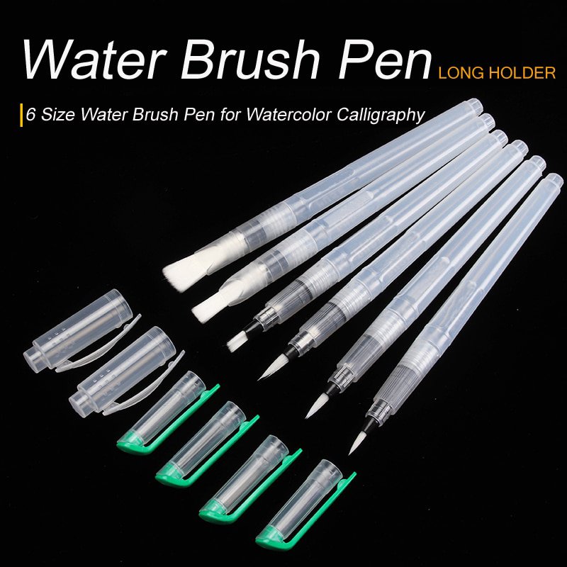 Bianyo 6PCS Portable Paint Brush Water Color Brush Pencil Soft Watercolor Brush Pen for Beginner Pai
