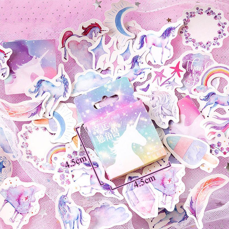 45pcs/box Stationery Stickers Vaporwave DIY Planet Sticky Paper Kawaii Moon Plants Stickers For Deco