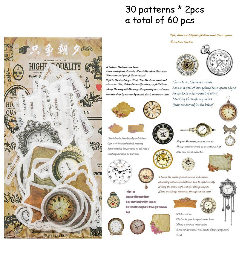 40 Pcs/set Vintage Stickers Fall Flowers Bullet Journal Decorative Sticker Diary Stationery Album St