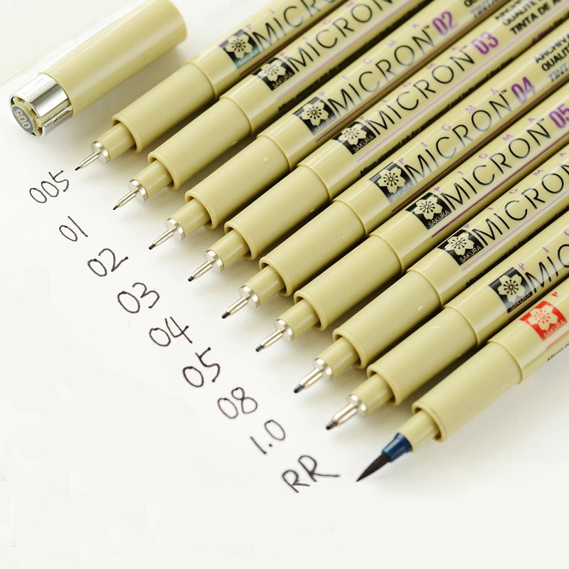 1 Pcs Black Pigma Micron Pen Waterproof Hand-Drawn Design Sketch Needle Pen Fineline Pen Supplies -