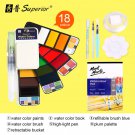 Superior 18/25/33/42 Solid Watercolor Paint Set With Water Brush Pen Foldable Travel Water Color Pig