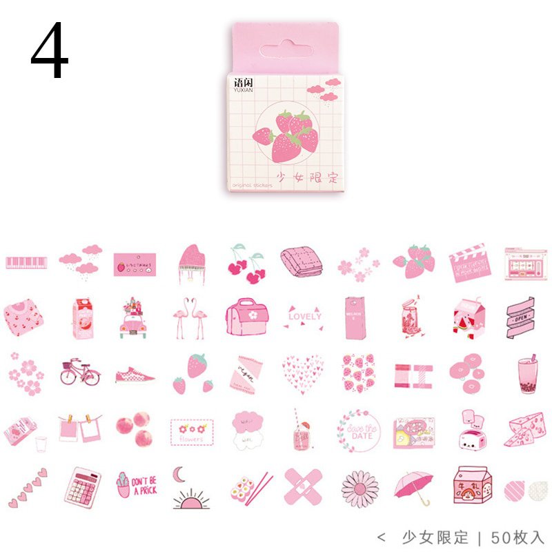 50Pcs Cute Plant Stationery Stickers Kawaii Drink Stickers Paper