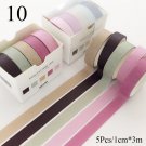 5Pcs/Set Grid Washi Tape Cute Decorative Adhesive Tape Solid Color Masking Tape For Stickers Scrapbo