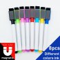 8Pcs/lot Colorful Black School Classroom Supplies Magnetic Whiteboard Pen Markers Dry Eraser Pages C