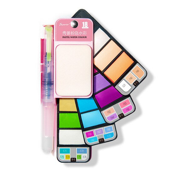 Superior 18/25/33/42Color Solid Watercolor Paint Set With Water Brush Portable Water Color Pigment f