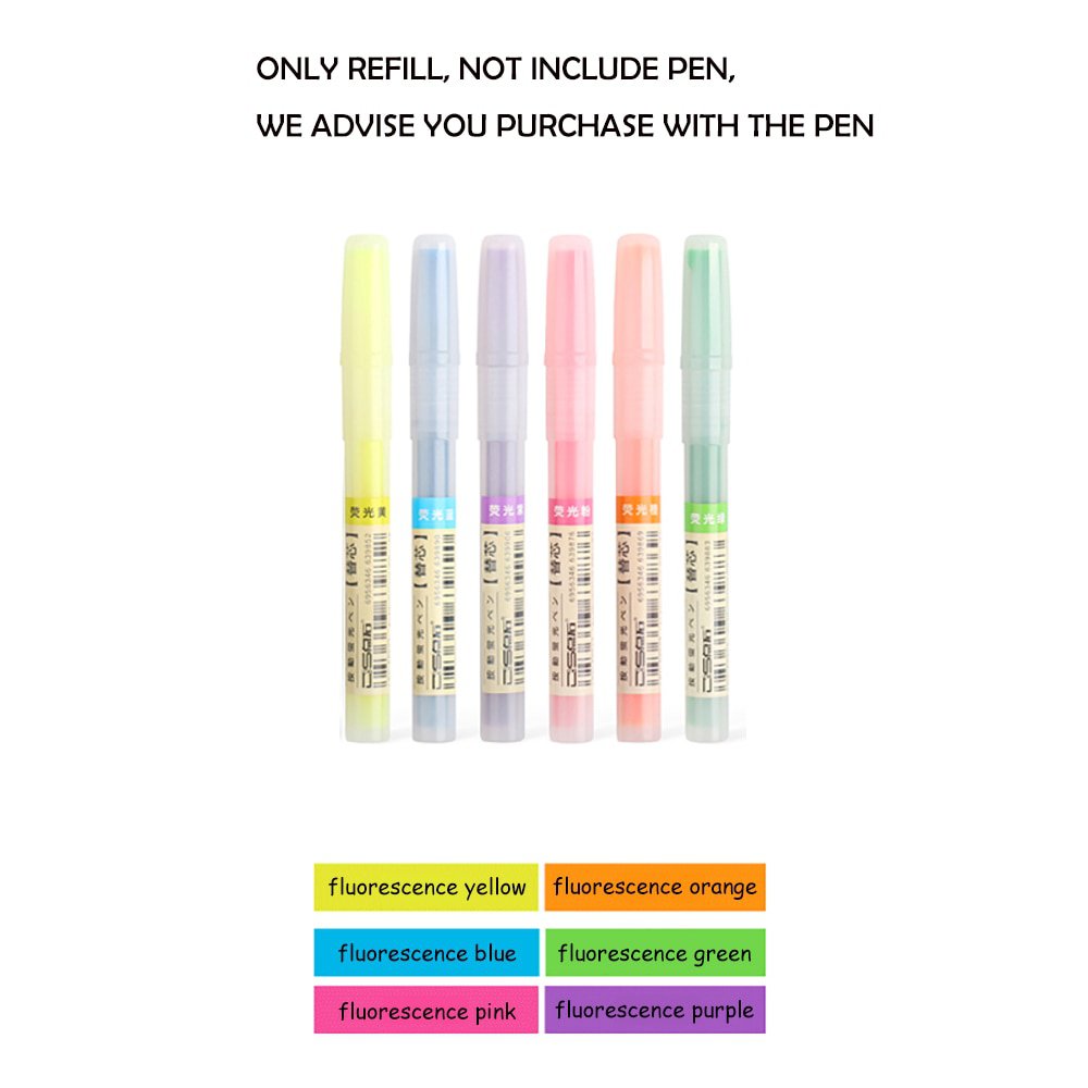 6Pcs/set Retractable Highlighters Refillable Pastel Highlighter Pen