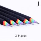 2 pcs Cute Rainbow Wooden 2B Pencils Kawaii Gradient Student Cylindrical Pencil For Kids Gift School