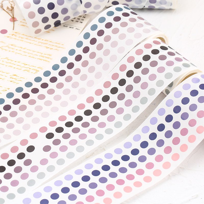 1 Pcs Dot Masking Tape Wide Washi Tape Basic Colorful Round Adhesive