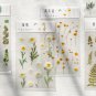 Journamm 12 Designs Natural Daisy Clover Japanese Words Stickers Transparent PET Material Flowers Le