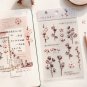 Journamm 12 Designs Natural Daisy Clover Japanese Words Stickers Transparent PET Material Flowers Le