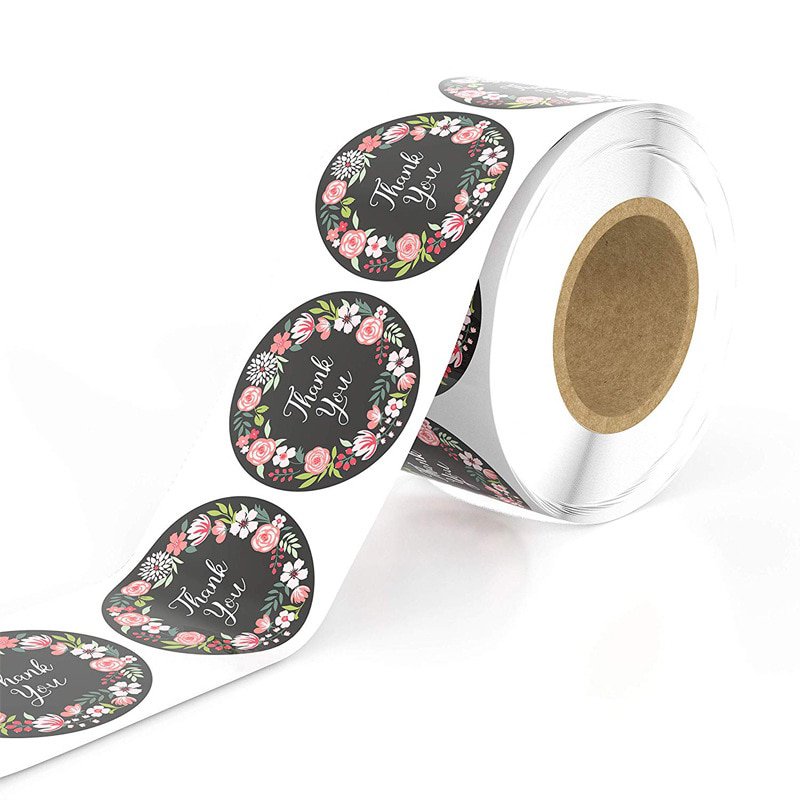 500Pcs/Roll Sealing Label Stickers Thank you Adhesive Stickers Kraft Baking Paper Stickers For Gifts