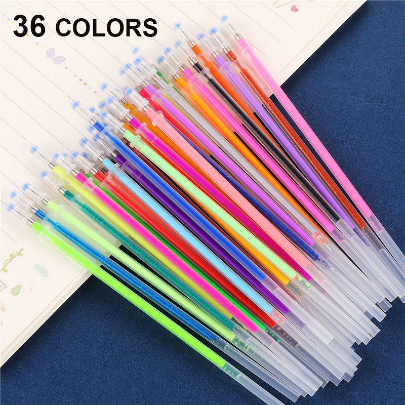 12/24/36/48 Multicolour Ballpoint Gel Pen Highlighter Refill Colorful ...
