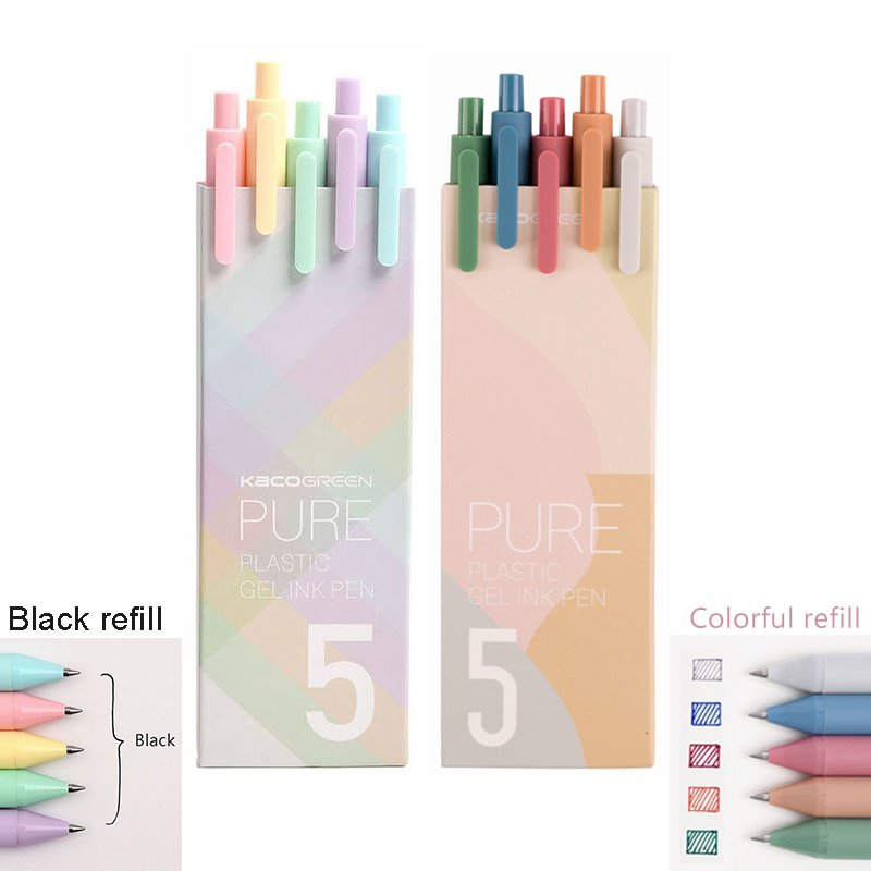 5pcs/pack Xiaomi KACO Sign Pen Gel Pen 0.5mm Refill Smooth Ink Writing Durable Signing Pen 5 Colors